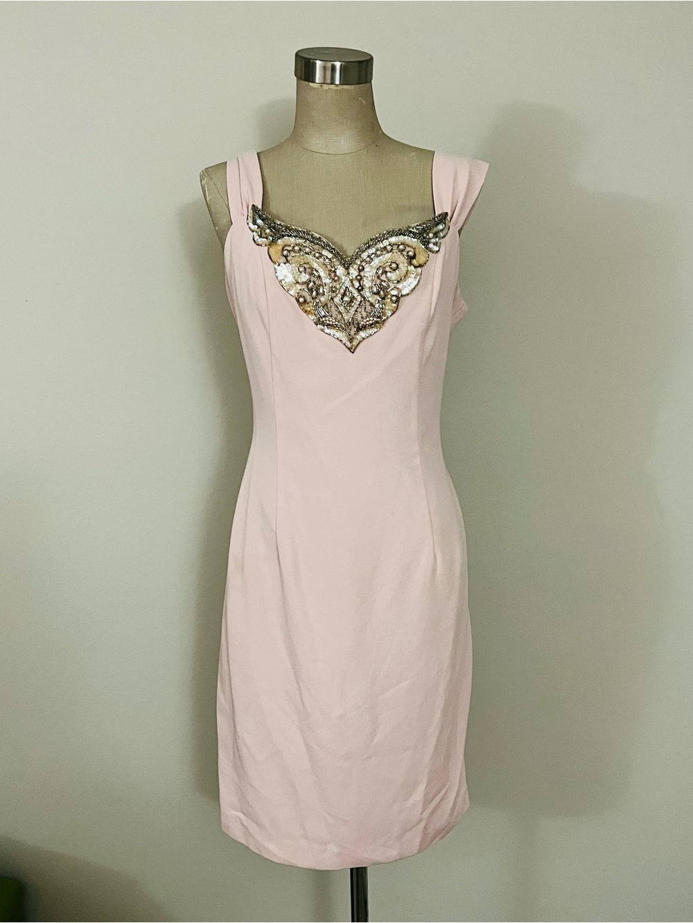 Sleeveless Light Pink Embellished Mini Dress